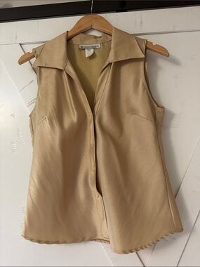 dressbarn Champagne Beige Sleeveless Button-Front Blouse